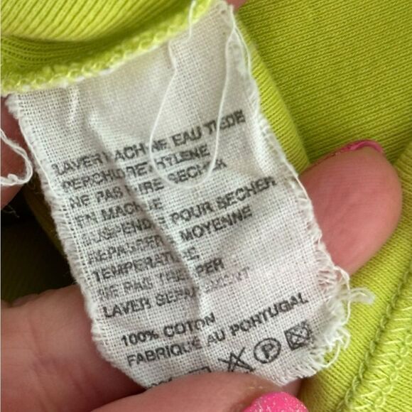 Longchamp Paris Chartreuse Green V Neck 3/4 Sleeve Casual Basic Top - Picture 6 of 7